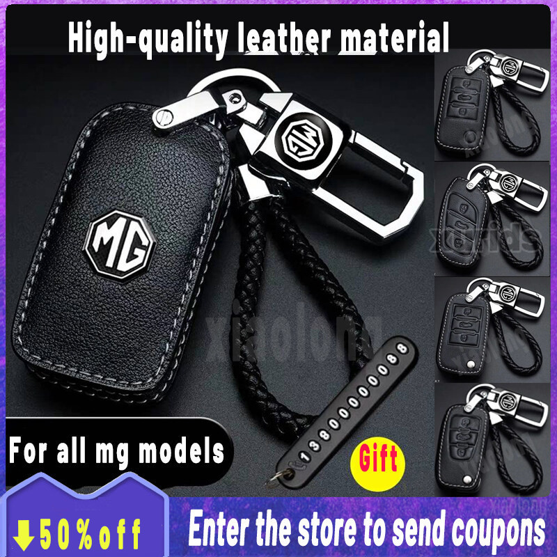 หนังคุณภาพสูงสําหรับ MG key cover Remote key ผู้ถือ fod โลโก้รถพวงกุญแจ Creative โลหะผสมโลหะ ZS HS G