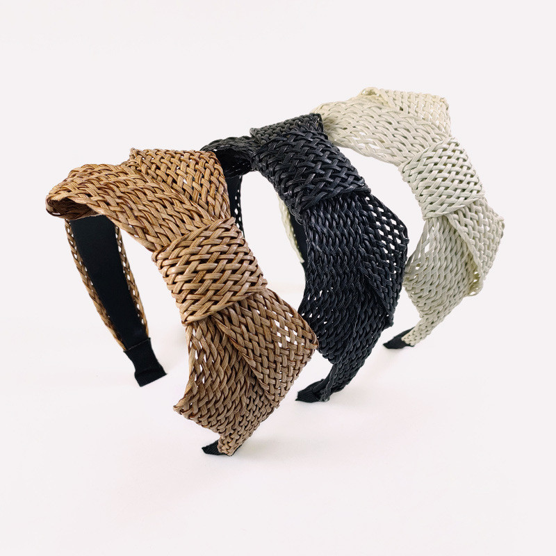 Bohemian Straw Braided Headband Raffia Braided Mesh Hairband Going Out Women 's Hair Accessories