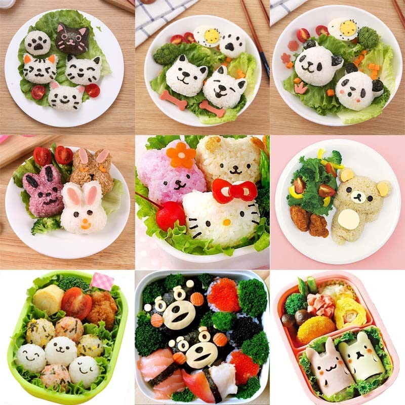 Kawaii การ์ตูนสัตว์ข้าวปั้นแม่พิมพ์แมวแพนด้าหมีรูป Non Stick Bento Nori Maker DIY เครื่องมือห้องครัวอุปกรณ์เสริม