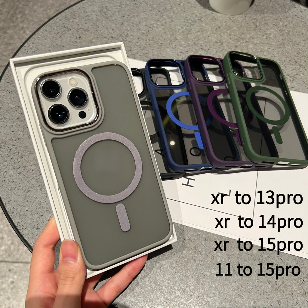 พิเศษ Made เคสโทรศัพท์แม่เหล็กสําหรับ iPhone XR เปลี่ยนเป็น 15Pro เคสแข็งโปร่งใสสําหรับ XR ดัดแปลง 14pro XR ถึง 13PRO 11 ถึง 15 PRO ป้องกันปกหลัง