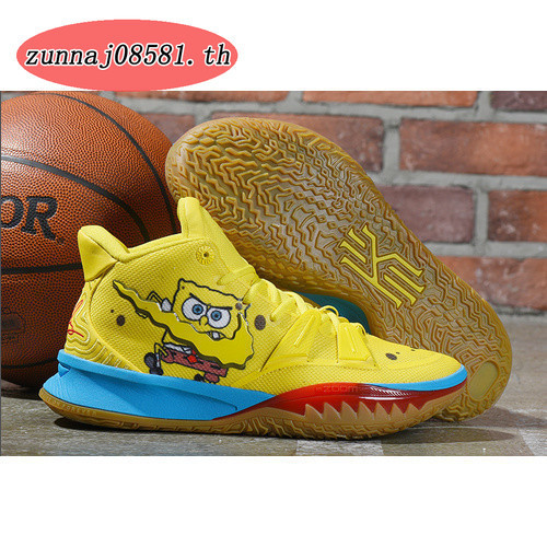 ✨ Zunnaj08581.th Nike New SpongeBob SquarePants X Kyrie 7 SpongeBob Opti รองเท้าสีเหลืองกีฬารองเท้าบ