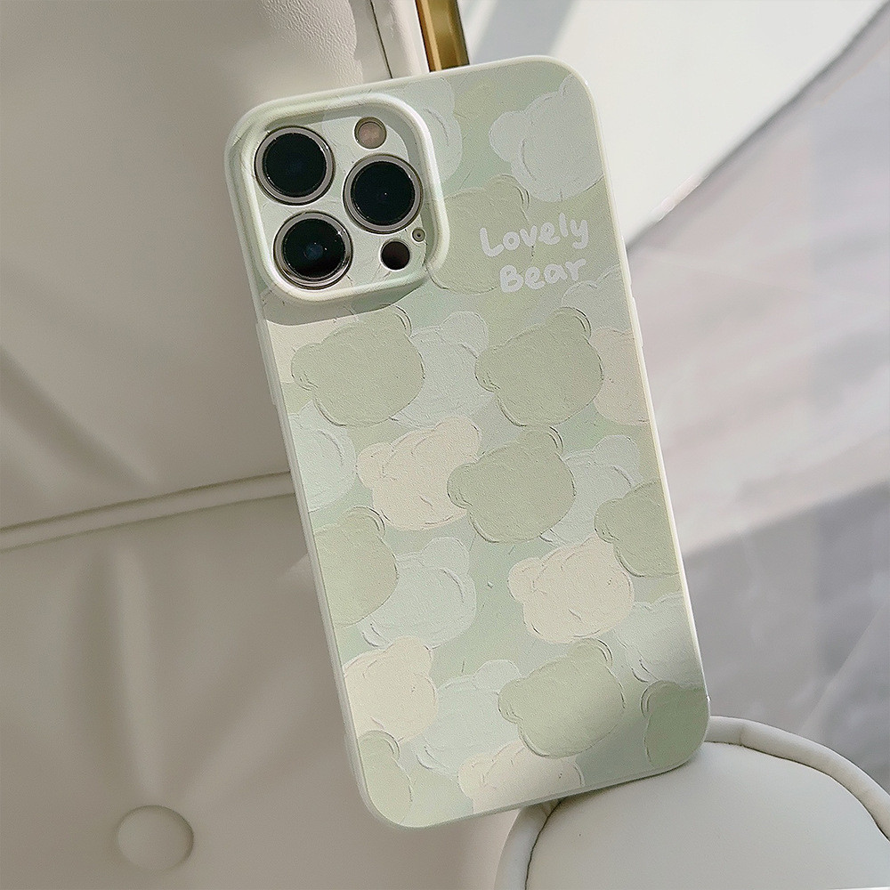 เคสโทรศัพท์สีเขียวสดขนาดเล็กเข้ากันได้กับ iphone11 12 13 14 15 pro max 14plus 15plus เคสโทรศัพท์นิช