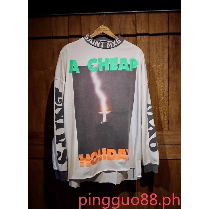 คุณภาพสูงผู้ชายและผู้หญิง SA1NT M1CH * EEL A CHE * AP HL * DY Burning Hand Lightning เสื้อยืดแขนยาว