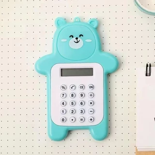 ZJ HOME เครื่องคิดเลขน่ารักการ์ตูนหมีขนาดเล็กพวงกุญแจเครื่องคิดเลขสำหรับนักเรียนเครื่องคิดเลขพกพาสอบ ，สีจัดส่งแบบสุ่ม