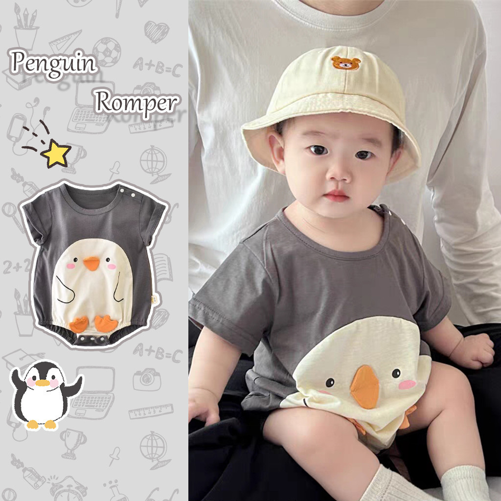 Ins ฤดูร้อนทารกแรกเกิด Penguin Romper เด็กน่ารัก Penguin รูปนุ่มและ Breathable แขนสั้น Jumpsuit ทารกบอดี้สูทเสื้อผ้าเด็ก 0-24 เดือน