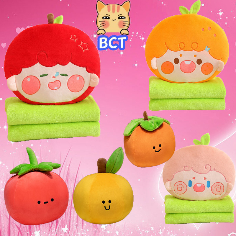 Bct Blox Fruits Fruits ผ้าห่ม 2-in-1 หมอนผลไม้น่ารัก Apple Persimmon ตุ๊กตา As A ของขวัญวันเกิดสําหรับเด็กตกแต่งบ้าน