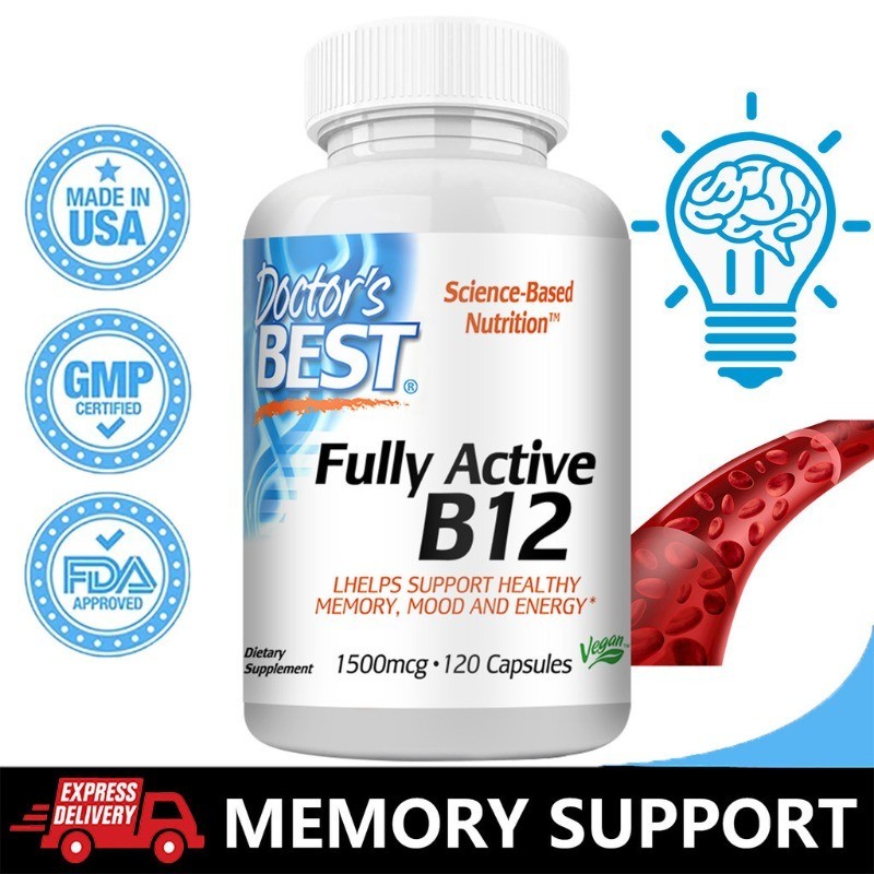 Doctors Best Fully Active B12 1500 mcg, รองรับพลังงาน, อารมณ์, การไหลเวียน, ไม่ใช่จีเอ็มโอ, มังสวิรัติ