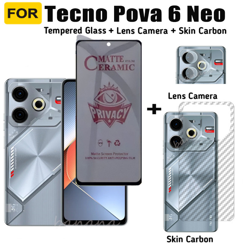 Tecno Pova 6 Neo กระจกนิรภัยความเป็นส่วนตัวสําหรับ Tecno Pova 6 Pro 5 Pro Spark 20 Pro GO 2024 Anti-