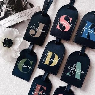 ส่วนบุคคลเริ่มต้นชื่อ Monogram แท็กหนัง PU สําหรับกระเป๋าเดินทาง Baggage กระเป๋าถือแท็กกระเป๋าเดินทางป้ายป้ายของขวัญ