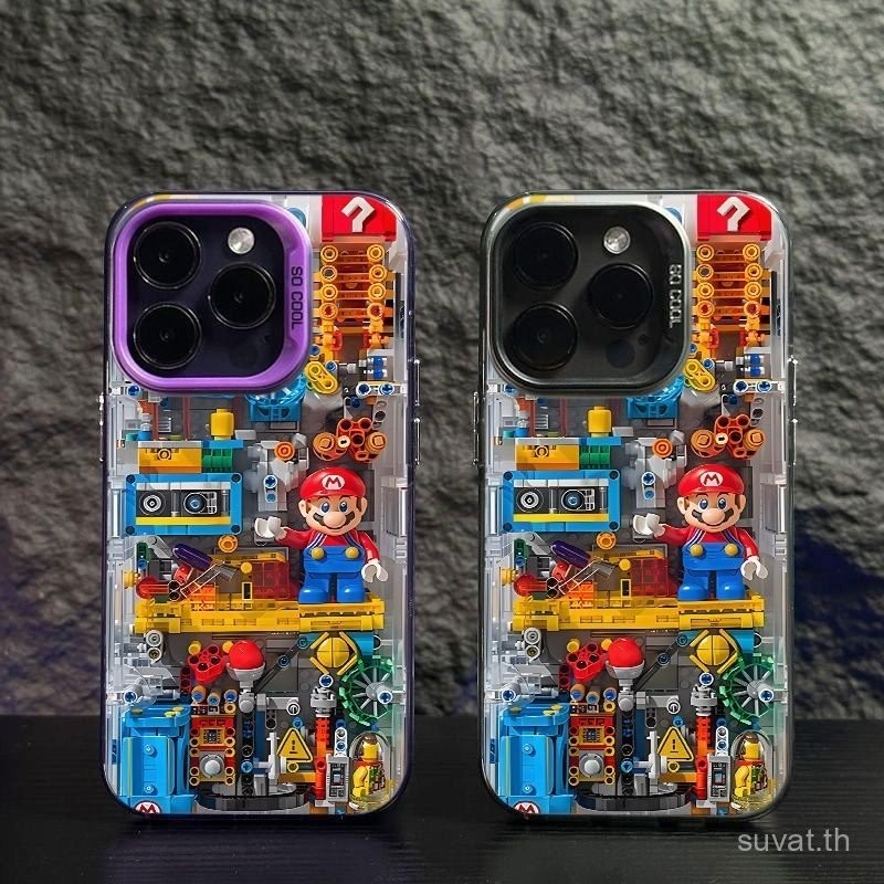 Creative Unique Building Blocks Mario iPhoneเคสโทรศัพท์เหมาะสําหรับiPhone 11 8plus xr 14promax 15proเคสโทรศัพท์11 15 13 promax xs Hard Case TPU xsmax 13 14 12 pro Antipaste CKKF