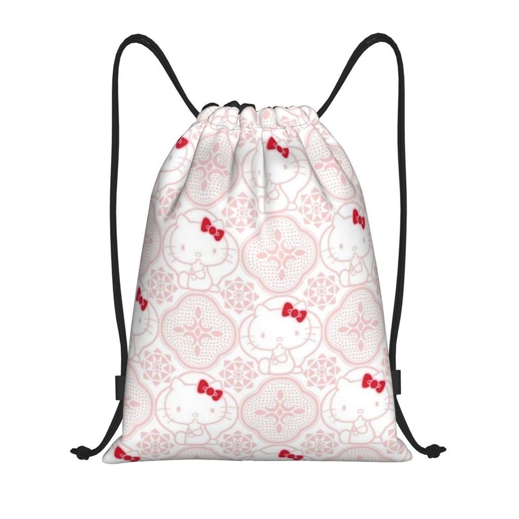 [ในสต็อก] Hello Kitty Gym Sack Bag Sport Drawstring Backpack Bag for Gym Shopping Sport Yoga Outdoor