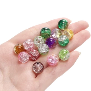 St. kunkka 20-50Pcs ลูกปัดแก้ว 10mm Crack Burst ลูกปัดดอกไม้ สําหรับDIYสร้อยข้อมือลูกปัดสร้อยคอทํา