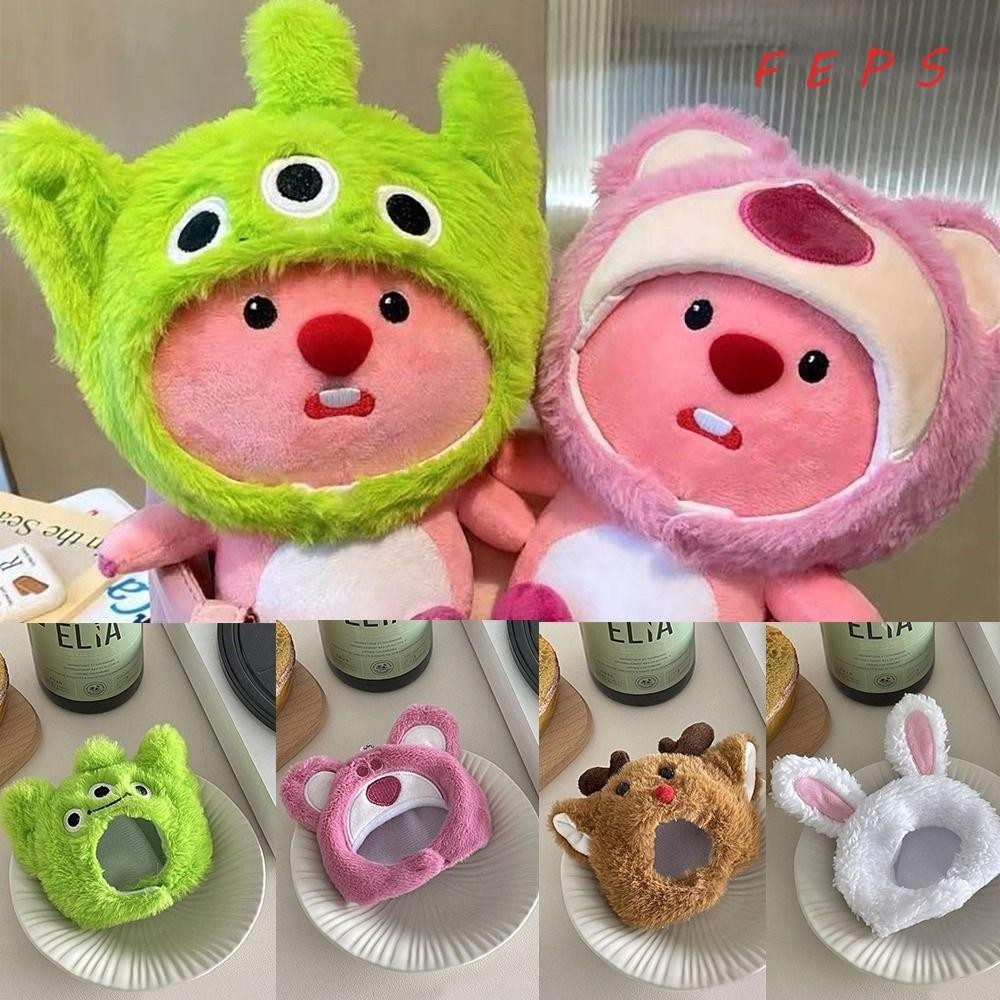 Feps หมวกตุ๊กตา, อุปกรณ์ตุ๊กตาการ์ตูน Loopy Beaver ตุ๊กตาหัว, Kawaii สัตว์ที่ถอดออกได้หมวกเสื้อผ้าอุปกรณ์เสริมสีชมพู Little Beaver หมวกเด็กชายและเด็กหญิง