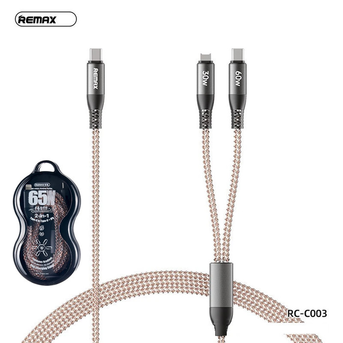 Remax RC-C003 C-C+L Fantasy Series 2-in-1 Gradient 65 W Fast Charging 1.2m Cable
