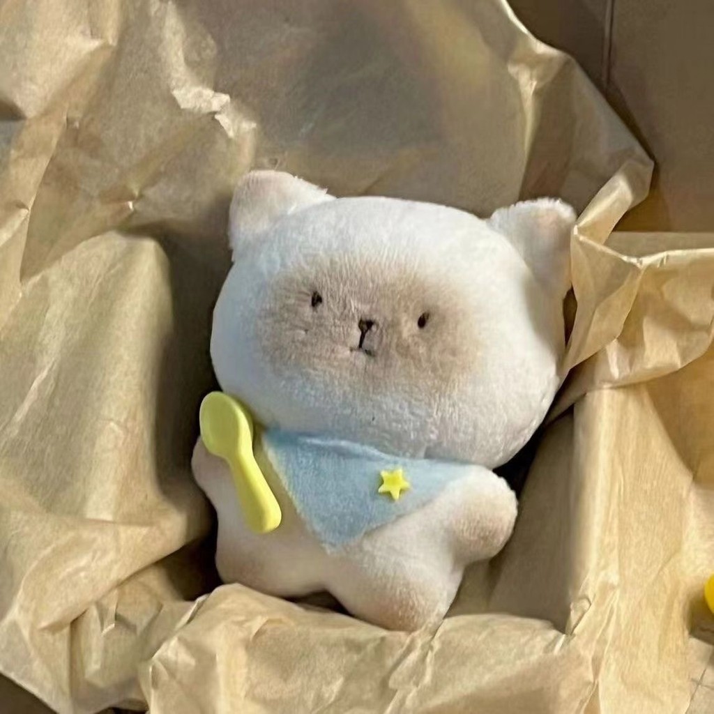 Squeaky Foodie Cat พวงกุญแจจี้ตุ๊กตาตุ๊กตาของเล่นกระเป๋าเป้สะพายหลังจี้แขวน