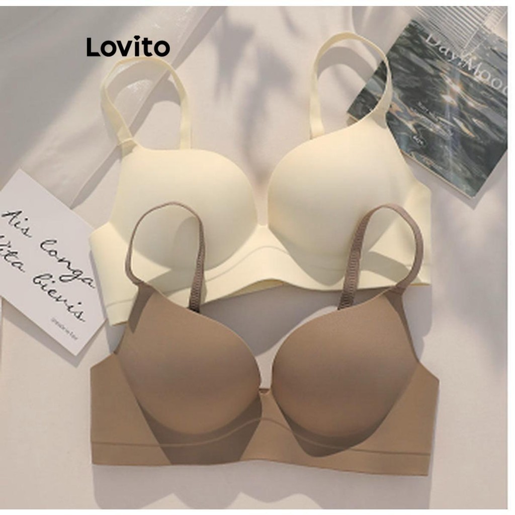 Lovito บราเล็ตต์ผู้หญิง เบสิก สีพื้น สไตล์ลำลอง LNE53055
