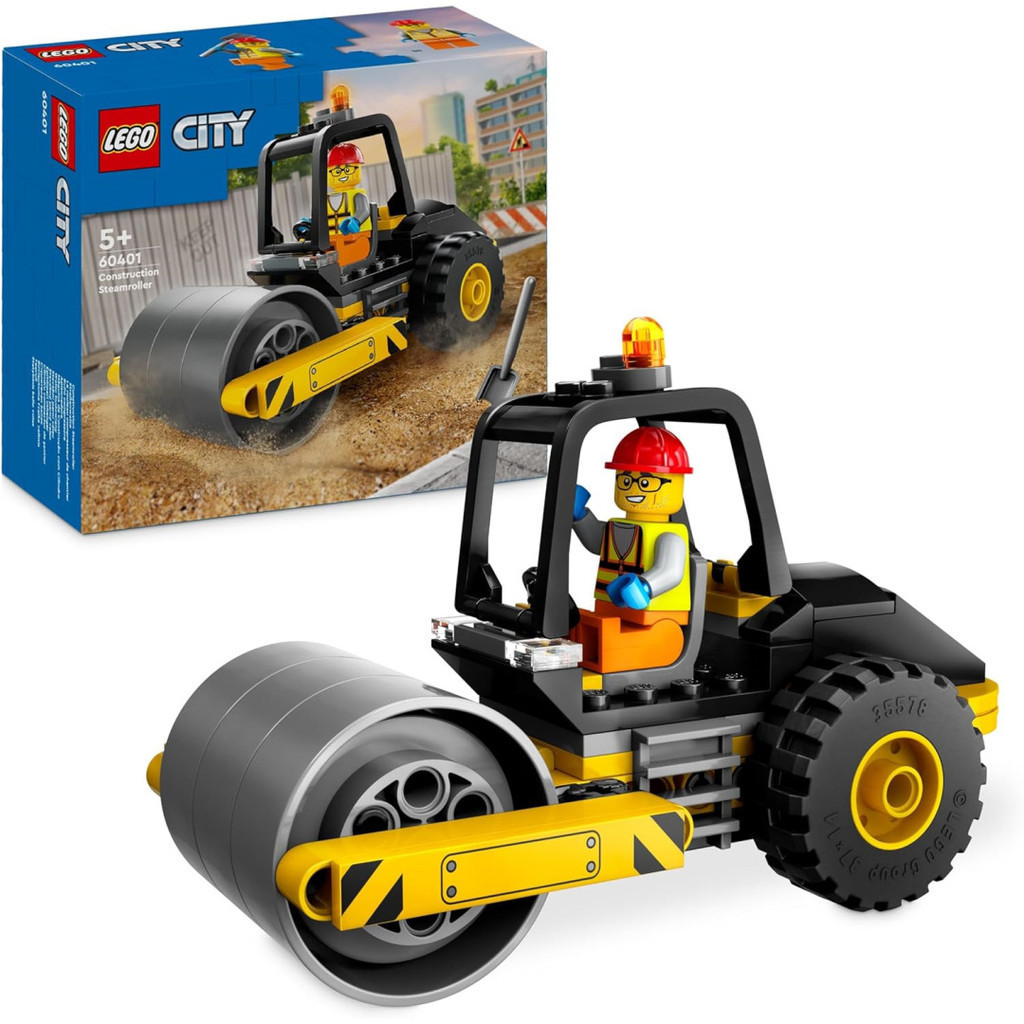Lego City 60401 Construction Steamroller Model Truck Building Set พร้อมคนงาน