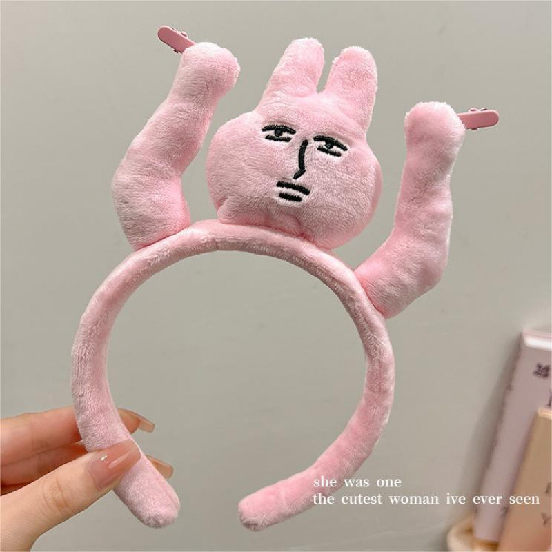 มือเลี้ยงผมกระต่ายสีชมพูคาดศีรษะตลกคาดศีรษะจับผมม้าผูกผมการ์ตูน ชม. หูฟัง ฮาโลวีนคาดศีรษะ