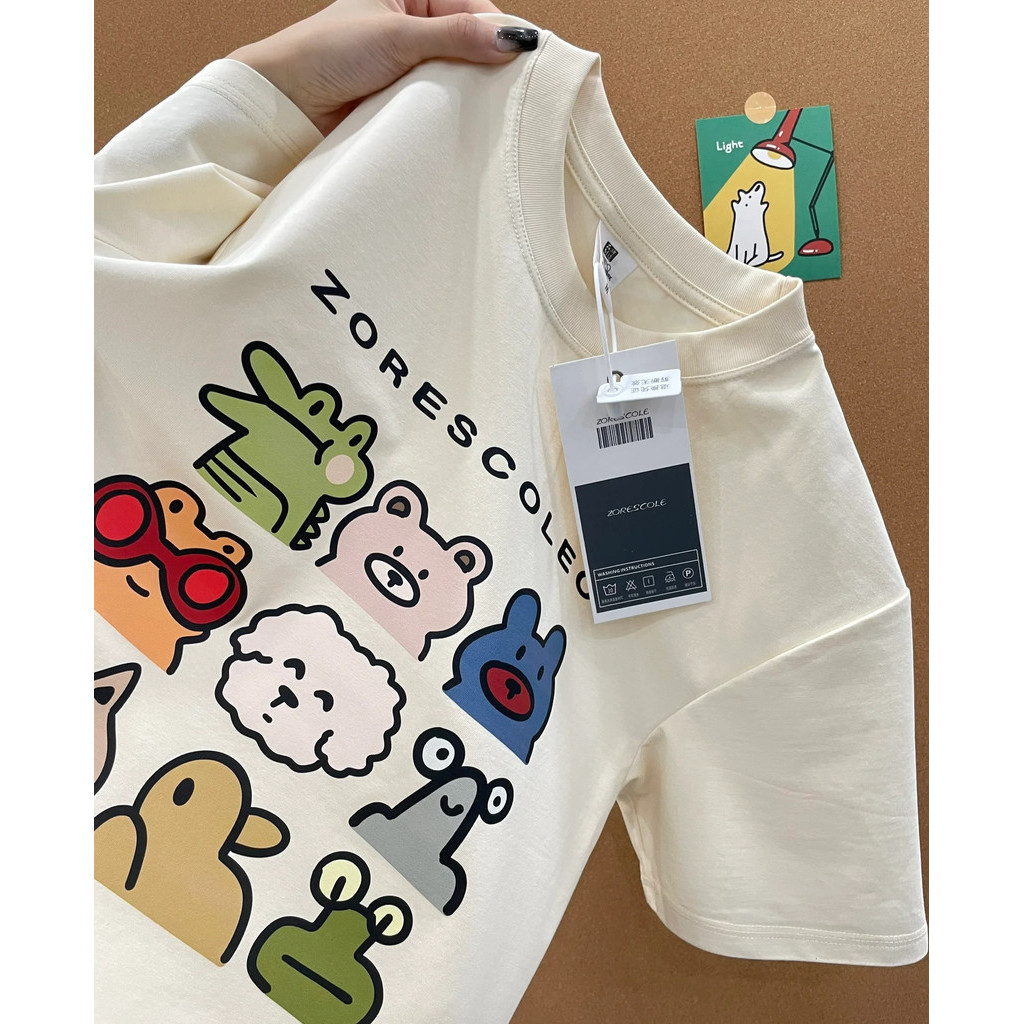 พร้อมส่ง เสื้อ เสื้อยืดสกรีนลาย พร้อมส่งแขนสั้น คอกลม โอเวอร์ไซซ์ สไตล์เกาหลีแฟชั่นสําหรับผู้ชายการ์ตูนน่ารักและผู้หญิง