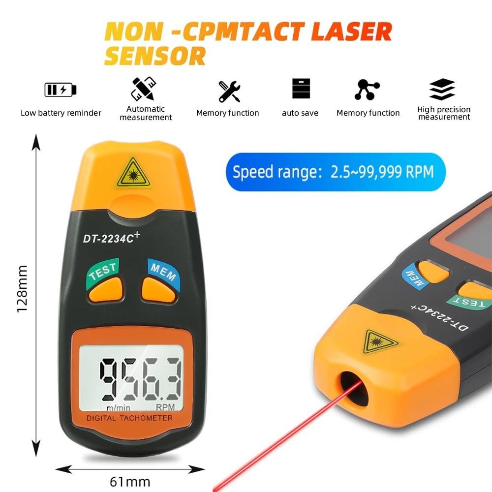 Digital Laser Tachometer เครื่องมือวินิจฉัยเครื่องวัดความเร็วแบบไม่สัมผัส 2.5Rpm-99999Rpm จอแสดงผล Lcd Tachometer คําเตือนแบตเตอรี่ต่ํา