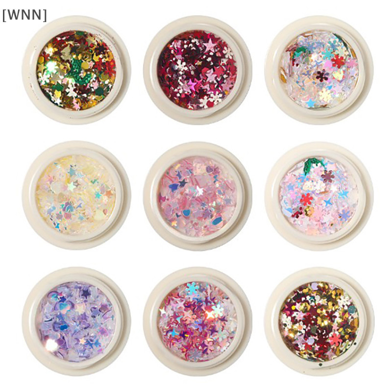 [WNN]Ready Stock Christmas Decor Tips Snowflake Nails Sequins Nail Art Glitters Gold Metal Slices TH