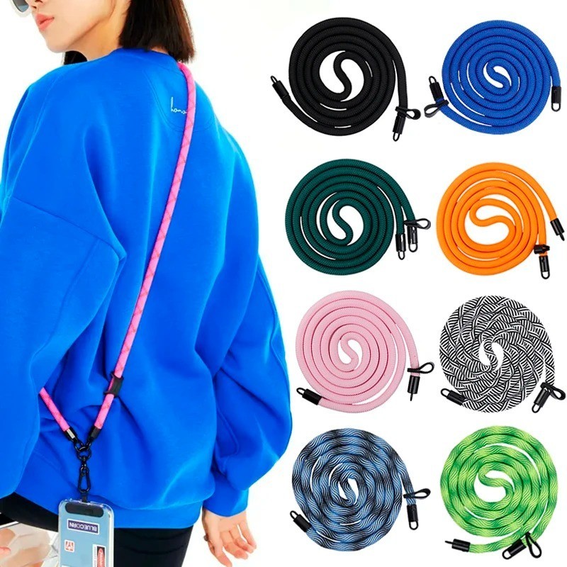 120 ซม. โทรศัพท์มือถือสากล กระเป๋าสะพายข้าง เชือกเส้นเล็ก / สายคล้องคอที่ถอดออกได้ปรับได้จับมือ / เชือกนิรภัยโทรศัพท์มือถือสายรัดไหล่