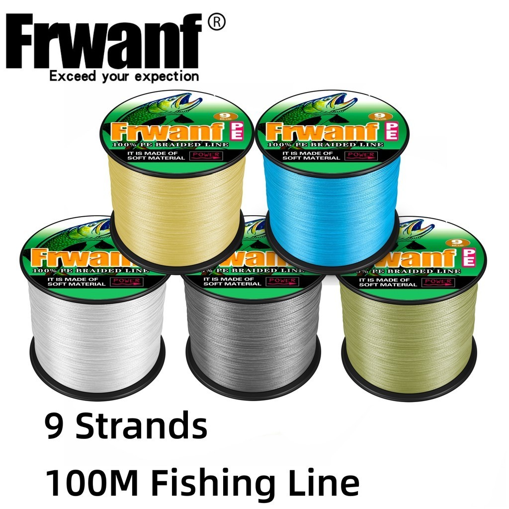 Frwanf 100 เมตร 9 เส้น Strong PE สายตกปลา Strong Abrasion ความต้านทานตกปลาสายถัก