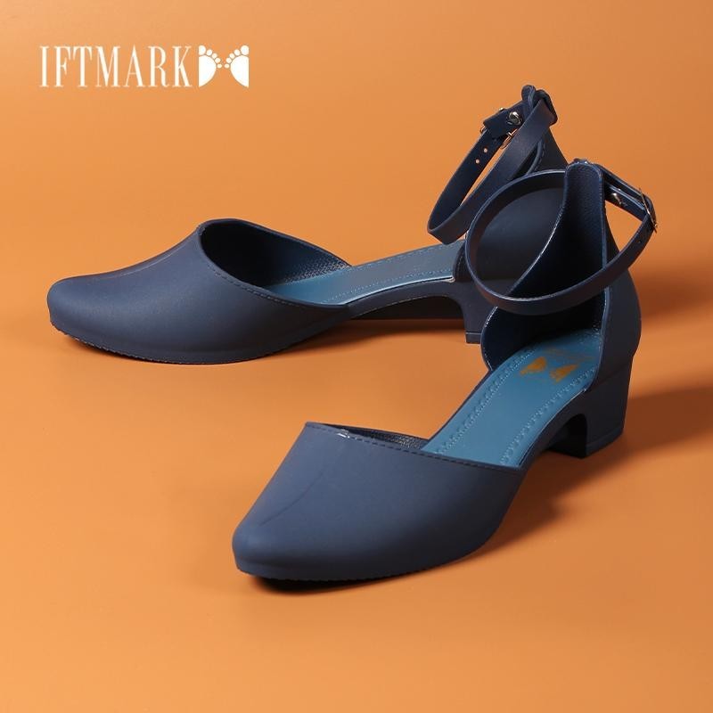 IFTMARK รองเท้าส้นเตี้ยหัวแหลม รองเท้าส้นเตี้ยรัดส้น ส้นเตารีด แบบซิลิโคน ยืดหยุ่น ไม่กัดเท้า ใส่สบาย[ส่งเร็วพิเศษ] - รูปที่ 4