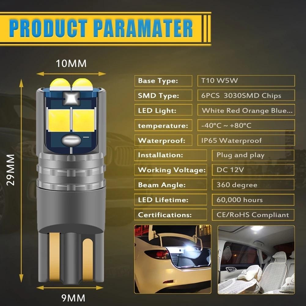 1คู่ ไฟหรี่ 6LEDชิปนูน ระบบแคนบัส T10 ไฟ 12V-24V (1คู่) Car รถจักร - รูปที่ 5