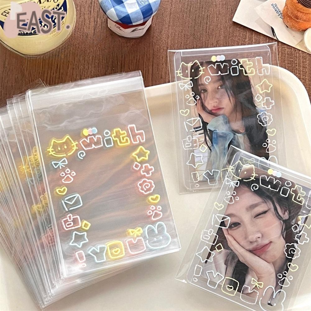 EASTS 100 ชิ้น ถุงบรรจุภัณฑ์ป้องกัน Photocard การ์ดไอดอล Kpop ถุงปิดผนึก ถุงเก็บการ์ด ฝาครอบป้องกัน