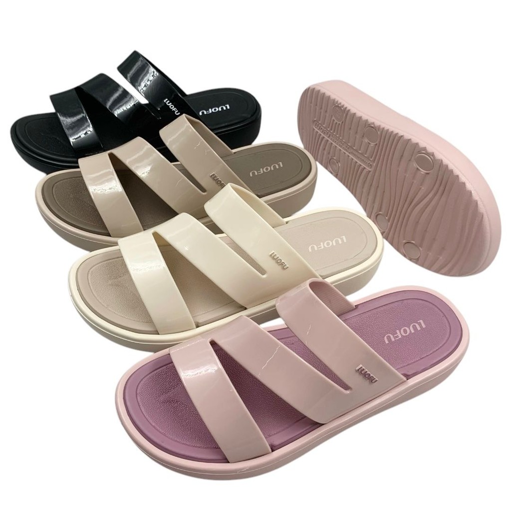 BLO LUOFU รองเท้าแตะผู้หญิง Cross-Band Z 2W ยางนุ่มนําเข้า E7224-BRZPLS (AV4)