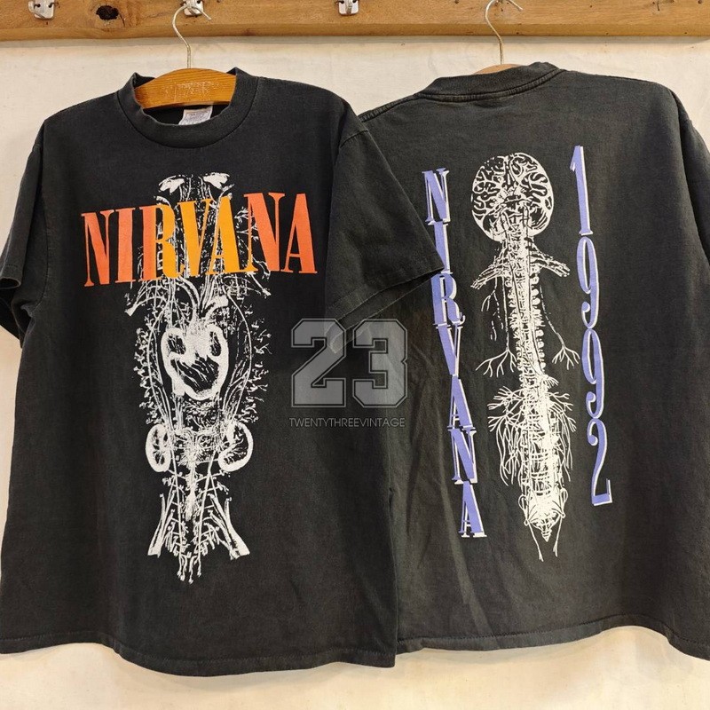 [ 23 ] NIRVANA tour 1992 Bio Washed เสื้อวินเทจ เสื้อทัวร์ วงร๊อค  vintage shirt