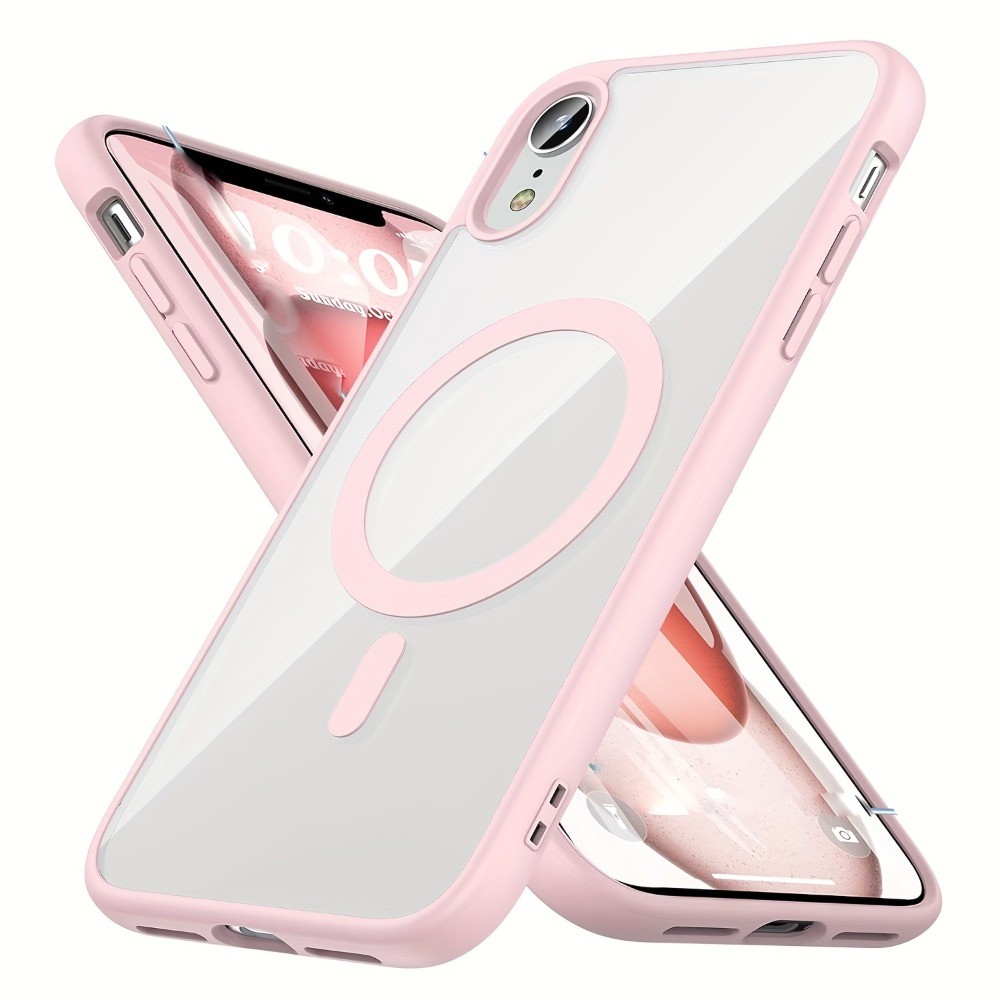 เหมาะสําหรับ iPhone XR XS Max X 11 12 13 14 15 16 Pro Max 7 8 Plus 13mini 12mini แม่เหล็กโปร่งใส PC กลับ TPU เคสโทรศัพท์กันกระแทก