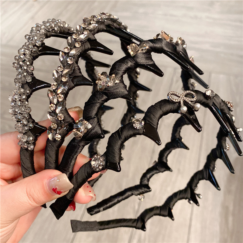 ใหม่คริสตัลระดับไฮเอนด์หวีฟันที่คาดผมกันลื่น