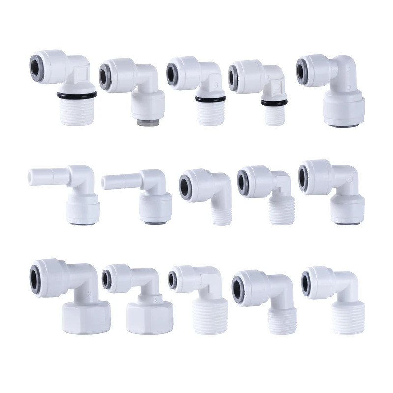 2 ชิ้น 1/4 "3/8" OD หลอด 90 องศาข้อศอก POM Quick Fitting Connector สําหรับ Aquarium RO เครื่องกรองน้ํา Reverse Osmosis ระบบ