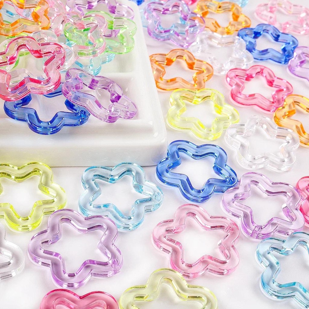 10ชิ้น30มิลลิเมตรอะคริลิห้าจุดดาวจี้ดอกไม้รูปร่างลูกปัดสําหรับพวงกุญแจจี้ต่างหูวัสดุอุปกรณ์เครื่องประดับ ทําเอง