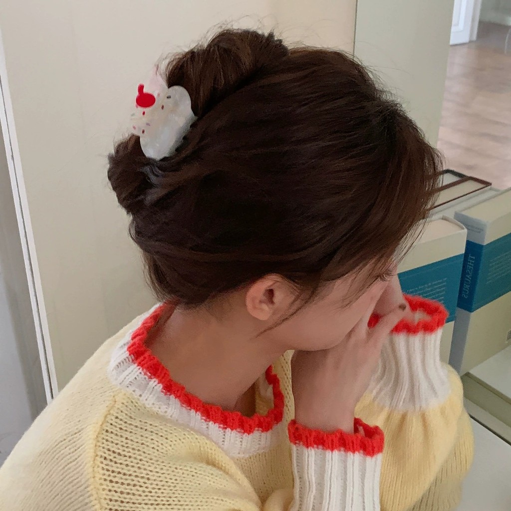 ✨✨✨ส่งฟรี ✨✨✨Ins สาวเกาหลีครีมเค้กคลิปฉลามอารมณ์หวานกิ๊บเรียบง่าย Barrette ผู้หญิงแฟชั่น Retro Accessiies - รูปที่ 3