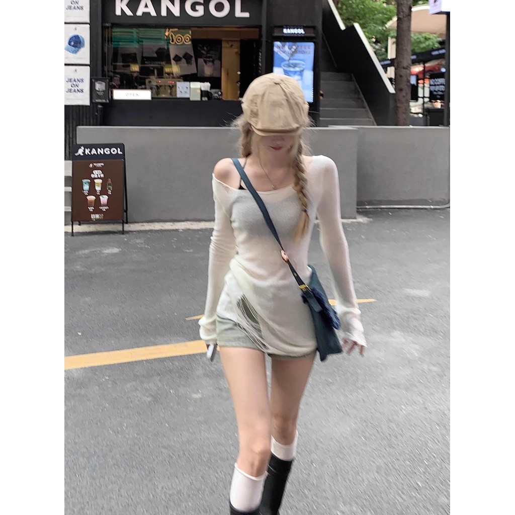 GAKKI เสื้อเบลาส์ถักกลวงขาดผู้หญิง รุ่น 2047รุ่นใหม่#