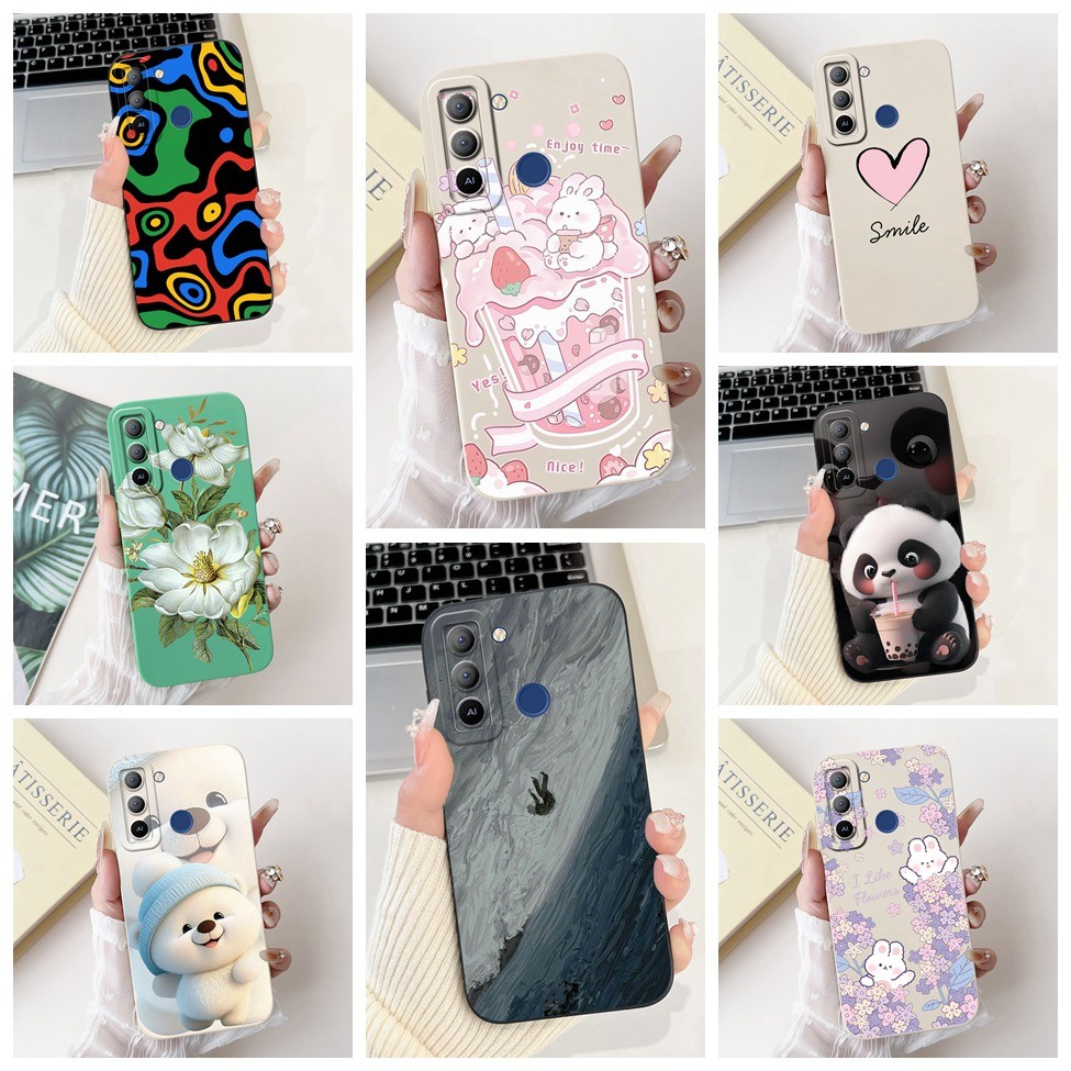 Tecno Pop 5LTE BD4 BD4i BD4a ฝาหลัง Tecno Pop 5 LTE กรณีแมวน่ารักแพนด้ากระต่ายแฟชั่นดอกไม้รักเคสโทรศ