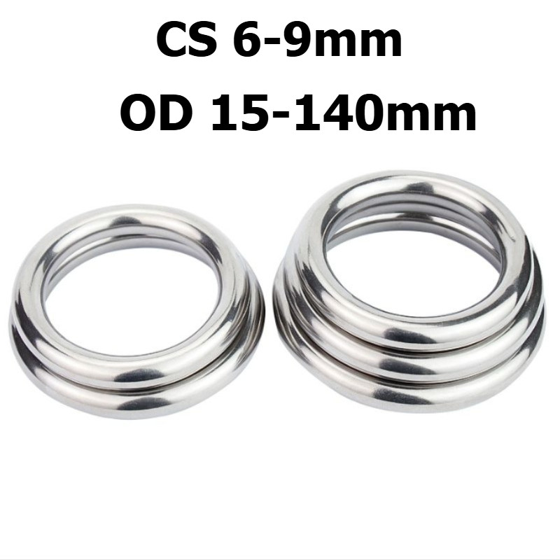 JCZY 304 แหวนสแตนเลสหลอดกลวง O-Type cs6-9 มม. * id15-140 มม. แหวนแข็งไม่มีรอยต่อ เชื่อมเหล็ก