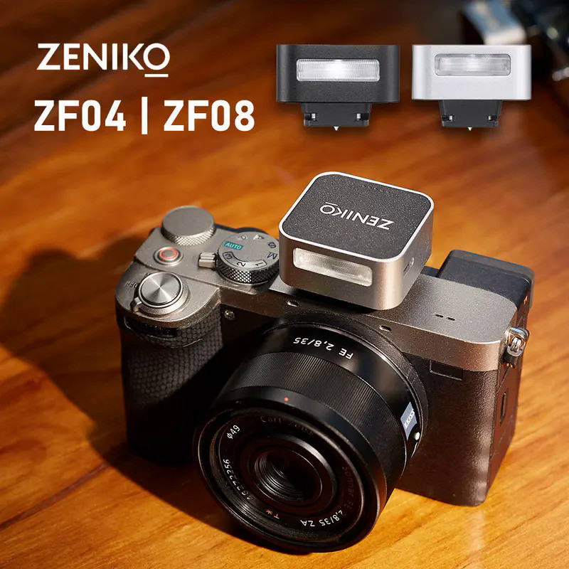 แฟลช ZENIKO ZF04/ZF08 มินิเรโทร แฟลชสากลสำหรับกล้อง Ricoh GR3, Fuji XM5, Sony ZVE10, Nikon ZFC, Cano