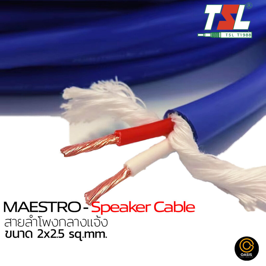 (ราคา/1m) สายลำโพงกลางแจ้ง MAESTRO 2x2.5 sq.mm. ทนความร้อน ใช้งานกลางแจ้ง Speaker Cable TSL MAESTRO 2X2.5 sq.mm.