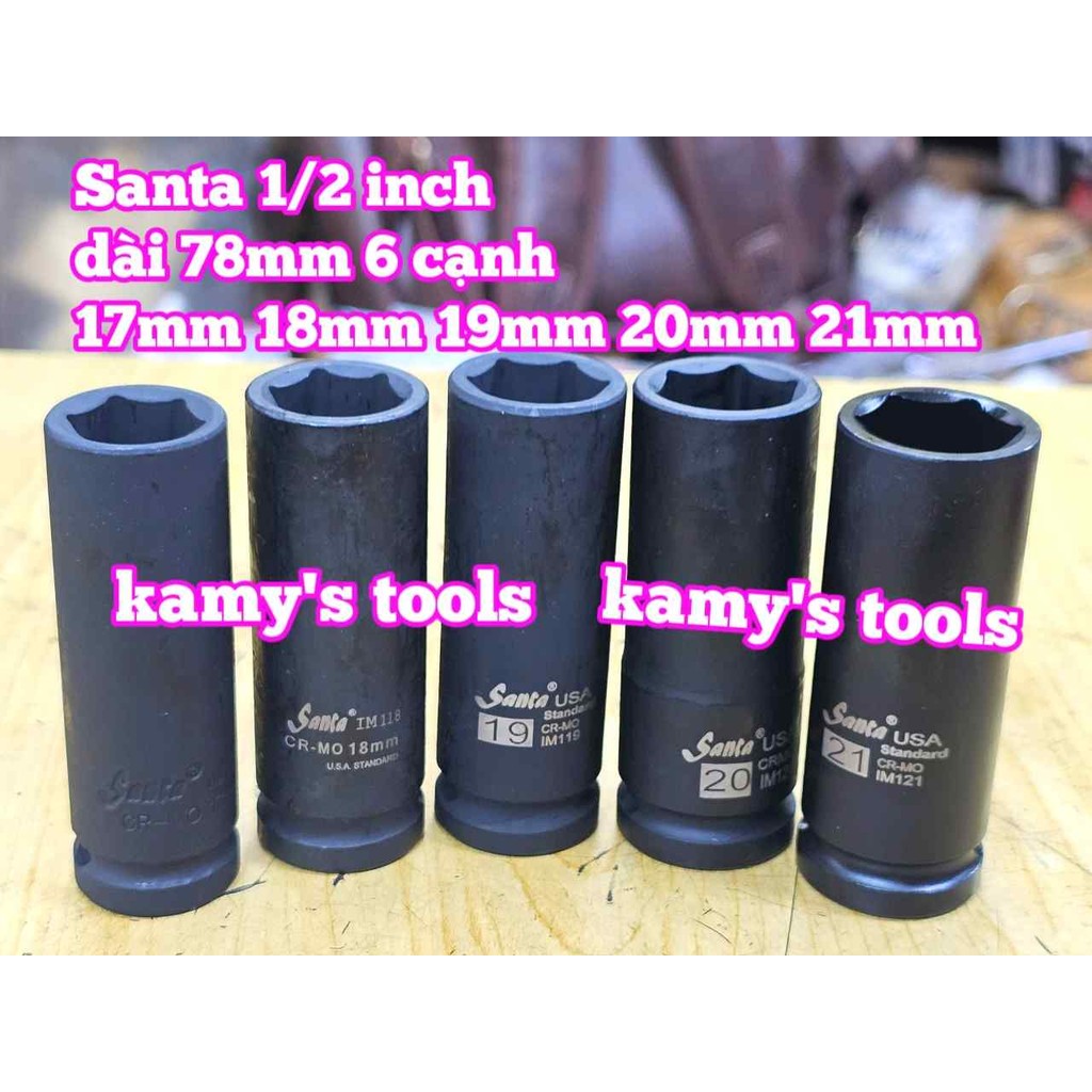 1/2 นิ้วยาวสีดําหกเหลี่ยมซ็อกเก็ตหัว 6 ด้าน 78 มม.ซานตา 17 มม. 18 มม. 19 มม. 20 มม. 21 มม. IM117 IM1