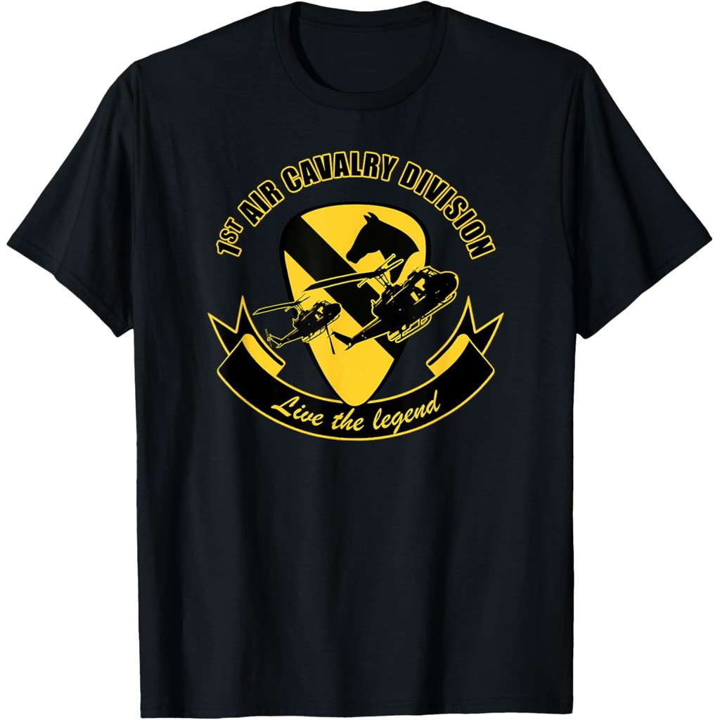 ผ้าฝ้ายขนาดใหญ่เสื้อยืด 1st Air Cavalry Division เสื้อยืดเสื้อยืด Streetwear เสื้อยืด 4XL , 5XL , 6X