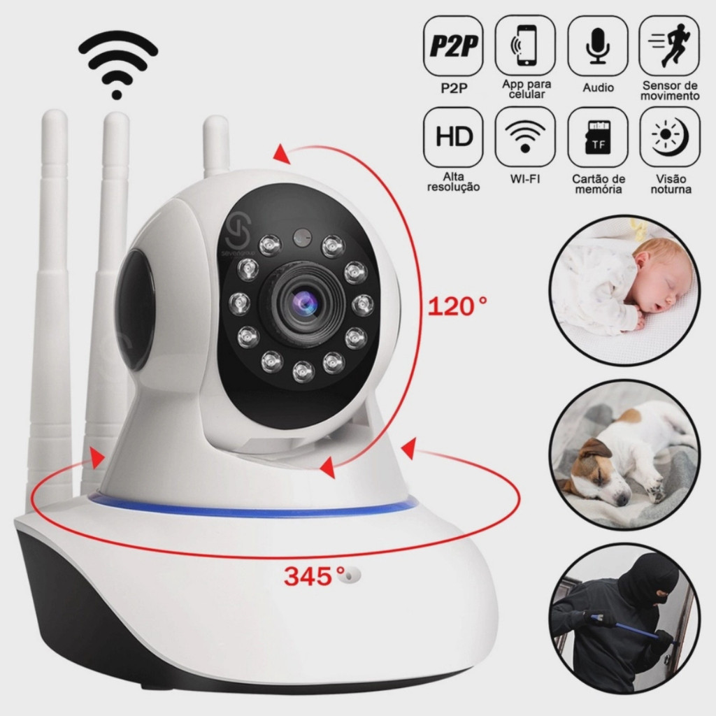 กล้องรักษาความปลอดภัย iP wifi Robot 3 เสาอากาศระบบการมองเห็นได้ในเวลากลางคืน Full HD 360o Y2