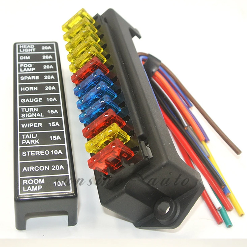4way 6 Way 8 / 10 / 12way รถฟิวส์กล่องวงจรรถ Trailer Auto ใบมีดฟิวส์กล่องบล็อก DC 12v 24V 32V ATC ATO 2-input ลวด