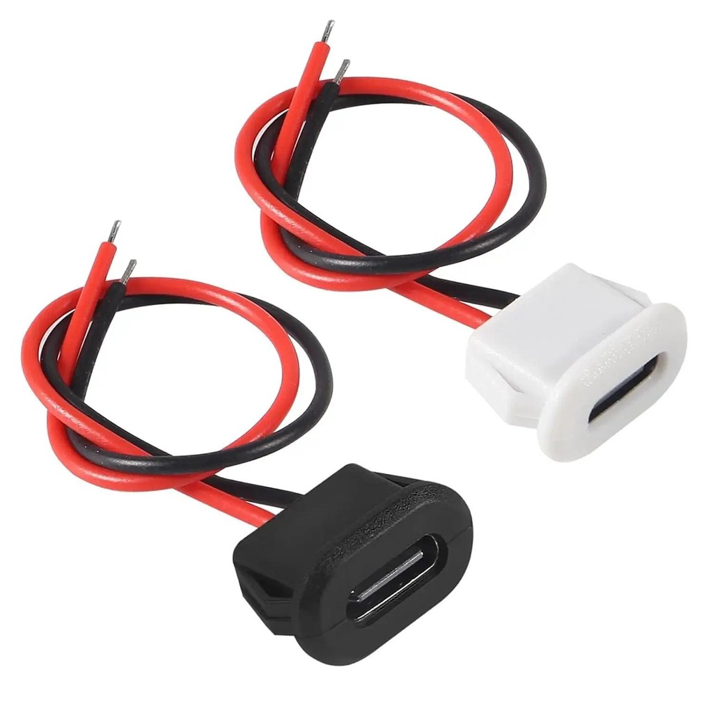 1pcs Type-C แชสซีหญิงกันน้ํา 2P Solder Wire Type USB C Pigtail Cable Extension สายไฟ USB-C ปลั๊ก 2 Pin Bare Wi