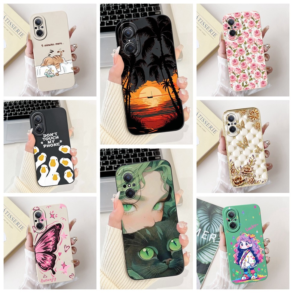 Huawei Nova 9 SE กรณี JLN-LX1 JLN-LX3 แมวน่ารักแฟชั่นตลกซิลิโคนกันกระแทกเคสโทรศัพท์ Huawei Nova 9SE 