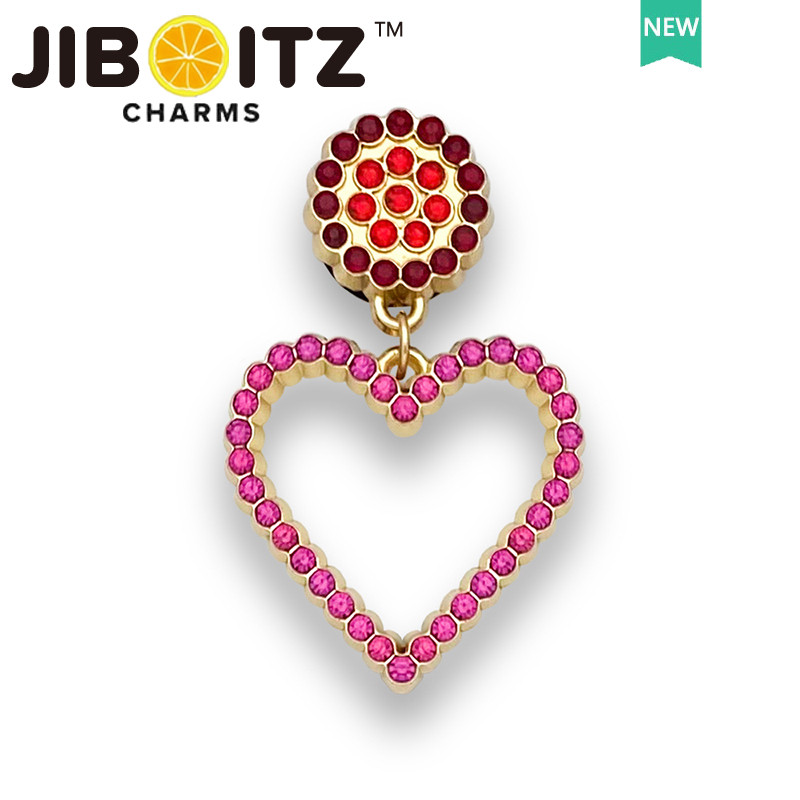 JIBBITZ cross charms ตัวติดรองเท้า โซ่เพชรดอกไม้สีชมพู ตัวติดรองเท้า cross