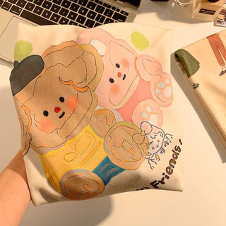 ผ้าเก็บเครื่องสำอาง พับได้ ถุงผ้าสี่เหลี่ยม เก็บเลนส์กล้อง แบบมีกาวในตัว ไร้เสียง 2 ขนาด